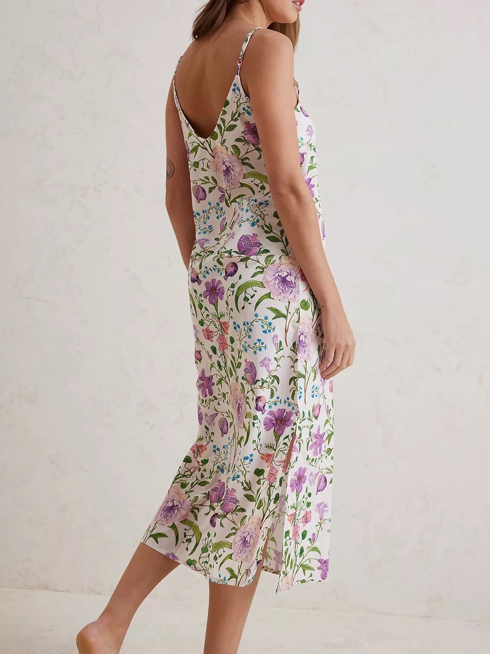 Desmond & Dempsey Lavender Botanical Floral Print Slip Nightgown Size Large - Picture 3 of 10